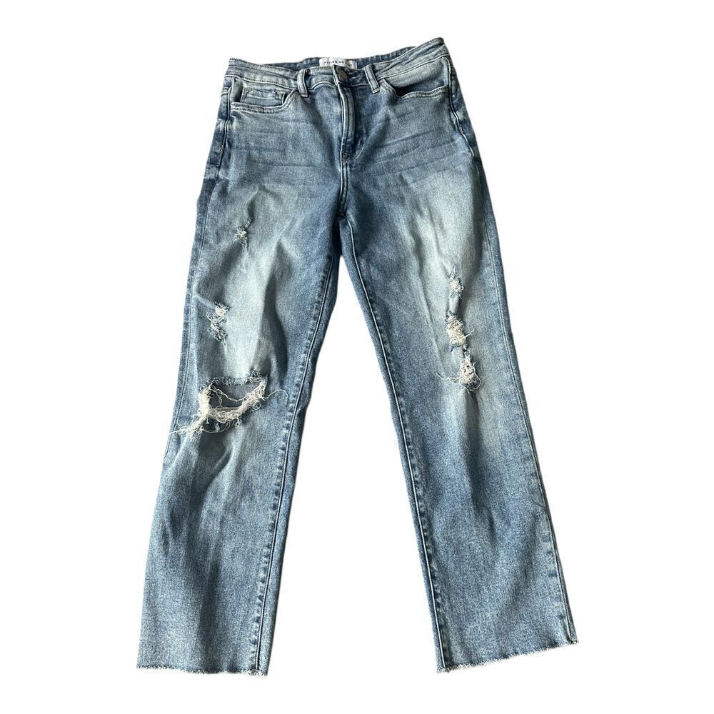 Flying Monkey Style Y3573 High Rise Straight Leg Ankle Jeans Distressed Size 27